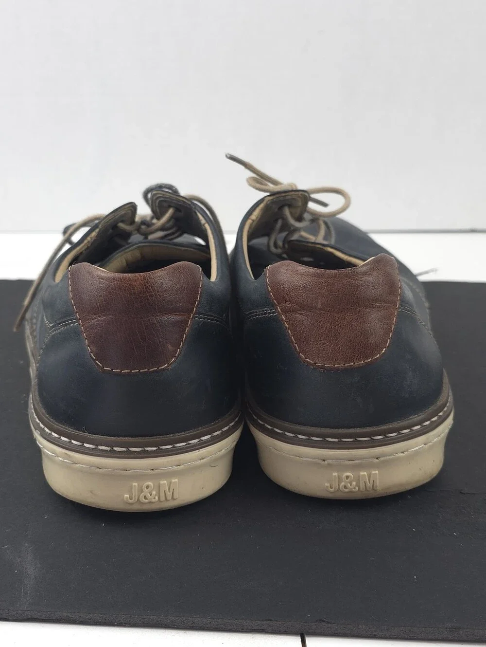 Johnston & Murphy McGuffey 25-8359 Mens 11M Navy Leather Plain Toe Shoes